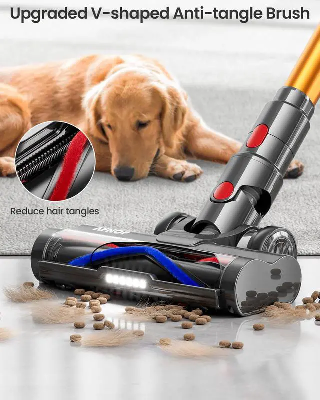 Alt view image 6 of 7 - _Mega Brand Cordless Vacuum Cleaner,45Kpa 550W 65Mins Self-Standing Vacuum Cleaners for Home,Stick Vacuum with Touch Screen,Anti-tangle Brush,Rechargeable Vacuum Cordless for Pet Hair,Hardwood Floor