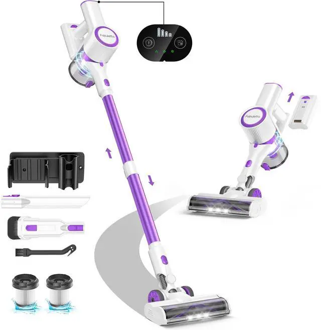 Main image of _Mega Brand Cordless Vacuum Cleaner for Home, 500W Lightweight Vacuum Cleaner with MAX 50 Min Detachable Battery,Brushless Motor,6 in 1 Stick Vacuum for Hardwood Floors and Carpet Pet Hair CarPurple