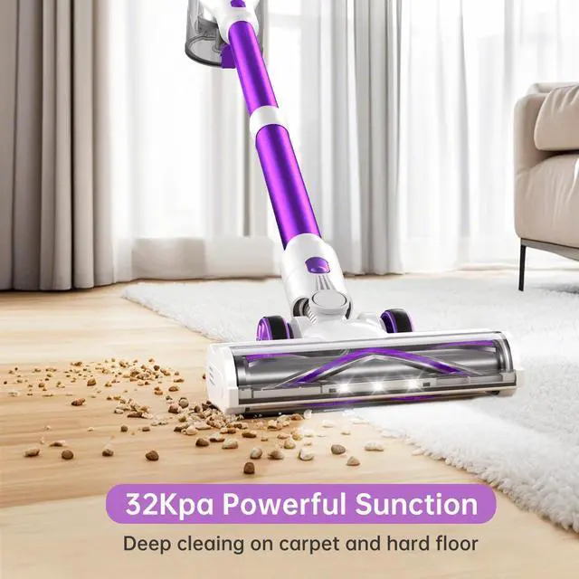 Alt view image 2 of 7 - _Mega Brand Cordless Vacuum Cleaner for Home, 500W Lightweight Vacuum Cleaner with MAX 50 Min Detachable Battery,Brushless Motor,6 in 1 Stick Vacuum for Hardwood Floors and Carpet Pet Hair CarPurple