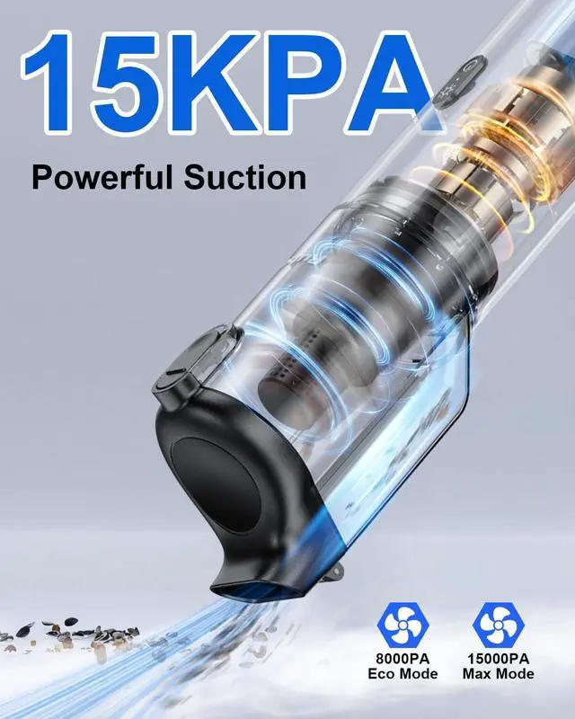 Alt view image 2 of 7 - _Mega Brand Handheld Vacuum Cordless, Portable Car Vacuum with 2-Speed, 15KPA Powerful Suction Vacuum Cleaner, Lightweight 4-in-1 Hand Held Vacuum for Car Home Office and Pet Hair