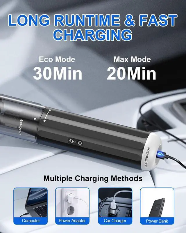 Alt view image 3 of 7 - _Mega Brand Handheld Vacuum Cordless, Portable Car Vacuum with 2-Speed, 15KPA Powerful Suction Vacuum Cleaner, Lightweight 4-in-1 Hand Held Vacuum for Car Home Office and Pet Hair
