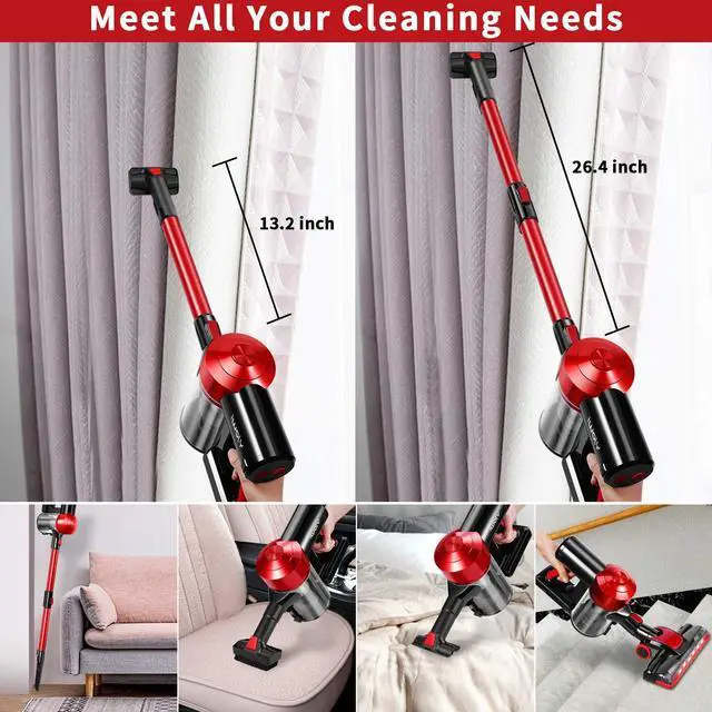 Alt view image 4 of 7 - C150 Cordless Vacuum Cleaner Rechargeable with 2200mAh Detachable Battery, 18000Pa Cyclone Vacuum with HEPA Filter, Lightweight Portable Handheld Stick Vacuum for Hard Floor Car Cleaning