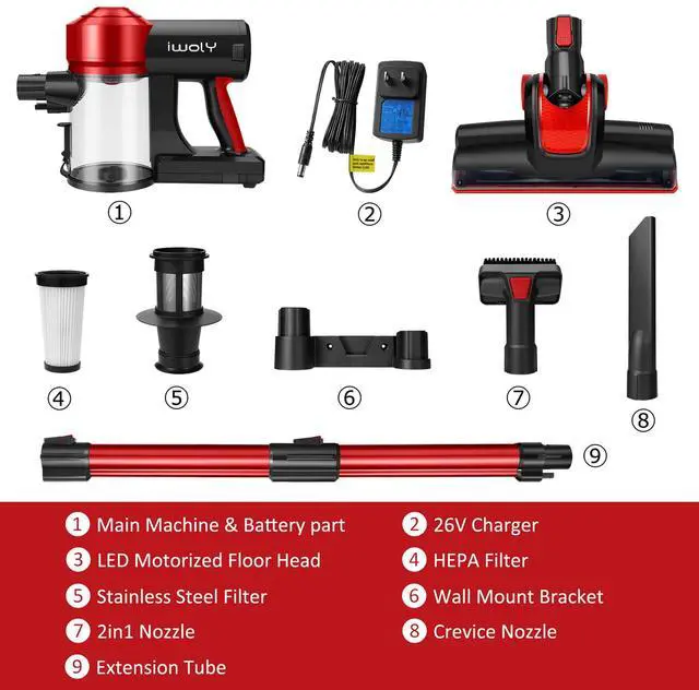 Alt view image 7 of 7 - C150 Cordless Vacuum Cleaner Rechargeable with 2200mAh Detachable Battery, 18000Pa Cyclone Vacuum with HEPA Filter, Lightweight Portable Handheld Stick Vacuum for Hard Floor Car Cleaning