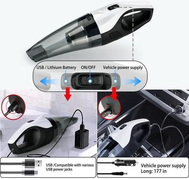 Alt view image 3 of 7 - _Mega Brand Handheld Vacuum Cordless, Portable Cordless,13000 pa Strong Suction Portable Hand Vacuum Rechargeable with LED Light, Car Hand Vacuum for for Home/Car/Pet Hair/Travel Cleaning
