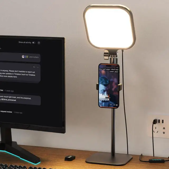 Main image of _Mega Brand Zoom Lighting for Computer, Video Conference Lighting for Video Calls, Desk Light with Stand and Phone Holder for Webcam, Home Office, Podcast, Online Meetings, Live Streaming
