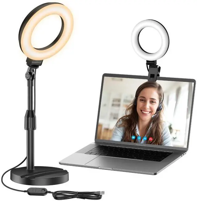 Main image of _Mega Brand Desk Ring Light with Stand, 60 LED 10W Overhead Portable Selfie Light Video Conference Lighting with Clip Camera Light for Monitor Laptop Computer Zoom Call Live Streaming Video Recording