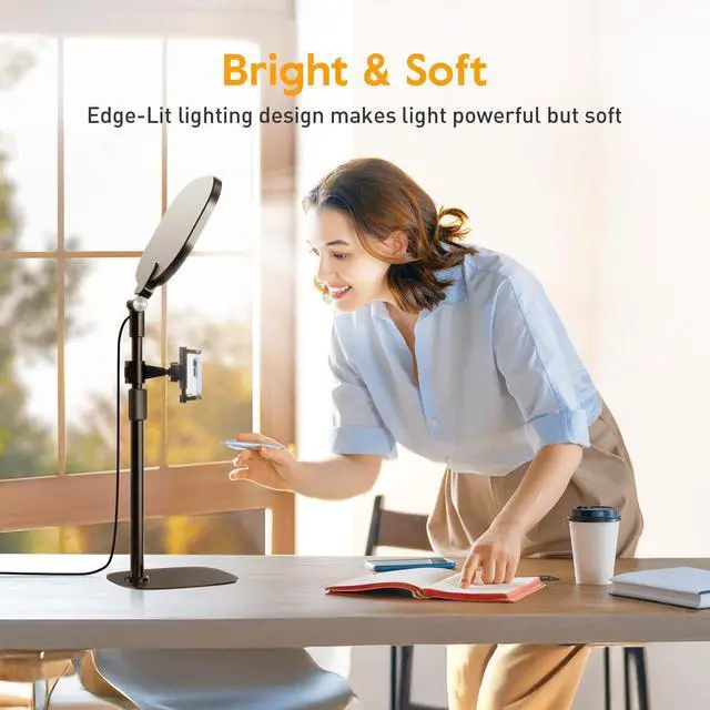 Alt view image 2 of 7 - _Mega Brand Video Conference Lighting for Zoom Meeting,Desk Lamps for Home Office,30 Light Modes Desk Light,Ring Light for Desk with Flexible Stand & Memory Function for Zoom Lighting,Video Streaming