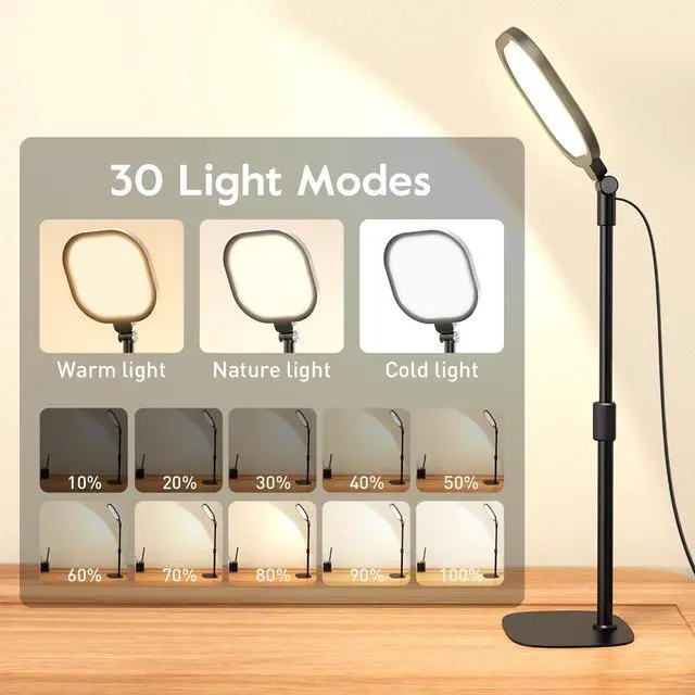 Alt view image 3 of 7 - _Mega Brand Video Conference Lighting for Zoom Meeting,Desk Lamps for Home Office,30 Light Modes Desk Light,Ring Light for Desk with Flexible Stand & Memory Function for Zoom Lighting,Video Streaming