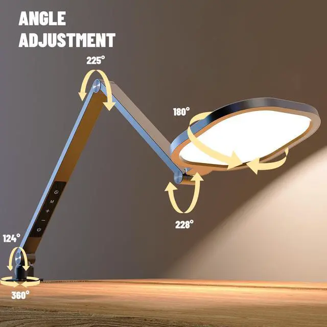 Alt view image 5 of 7 - _Mega Brand Led Desk Lamps for Home Office,Eye-Care Architect Light with Clamp,Dimmable Zoom Lighting with 3 Color Modes & 10 Brightness,Smart Computer Ring Light for Video Calls,Conference,Reading