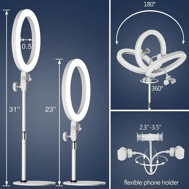 Alt view image 6 of 7 - _Mega Brand Desktop Ring Light with Stand and Phone Holder, Zoom Lighting for Computer Video Conference, Video Calls, Home Office, Laptop- Soft Lighting for Video Recording, Podcasts, Streaming Studio