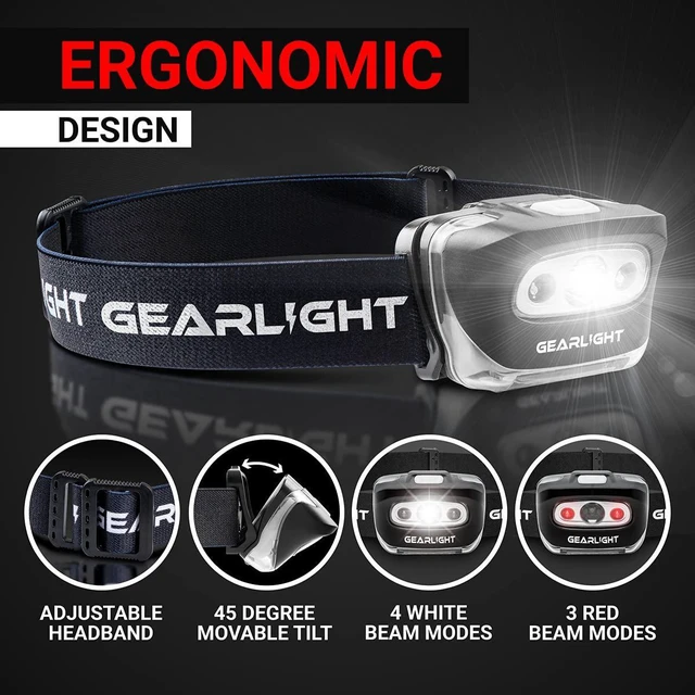 Alt view image 5 of 7 - USB Rechargeable Headlamp Flashlight for Running, Camping, and Outdoor LED Headlight Camping Headlamps - Head Lamp Light for Adults, Kids, Emergency Gear - Black - 2 Pack