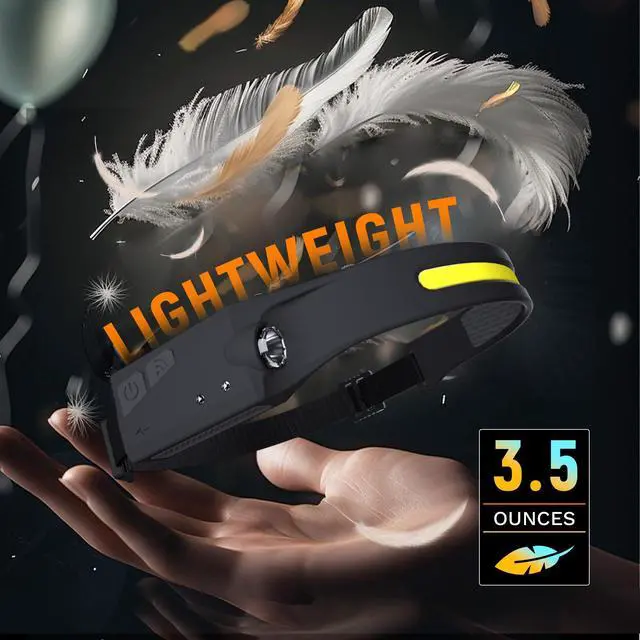 Alt view image 5 of 7 - _Mega Brand Headlamp Flashlight, 2Pack Rechargeable LED Headlamps 1200Lumens 2 COB 230°Wide Beam Headlight with Motion Sensor Bright 5 Modes Lightweight Waterproof Head Lamp for Outdoor Running