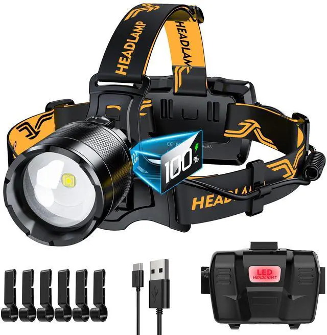 Main image of _Mega Brand 4000 Bright Headlamp Zoomable Motion Sensor Warning Light, 8 Modes 80 Hours Standby Battery Time Head Lamp, IP65 Waterproof 125°Angle Head Lights for Hunting Hiking Camping Emergency