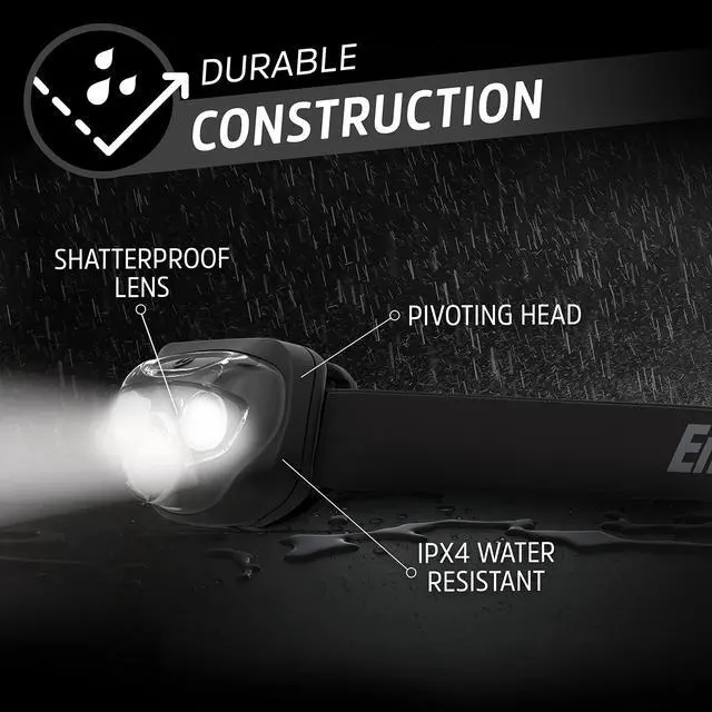 Alt view image 5 of 7 - _Mega Brand LED Headlamp PRO (2-Pack), IPX4 Water Resistant Headlamps, High-Performance Head Light for Outdoors, Camping, Running, Storm, Survival LED Light for Emergencies (Batteries Included)