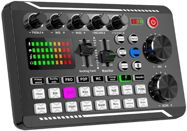 Alt view image 6 of 7 - _Mega Brand F998 Live Sound Card Audio Mixer, Podcast Audio Interface with DJ Mixer Effects, Voice Changer with Sound Effects for PS4 PS5 Karaoke Tiktok YouTube Live Streaming Record Gaming
