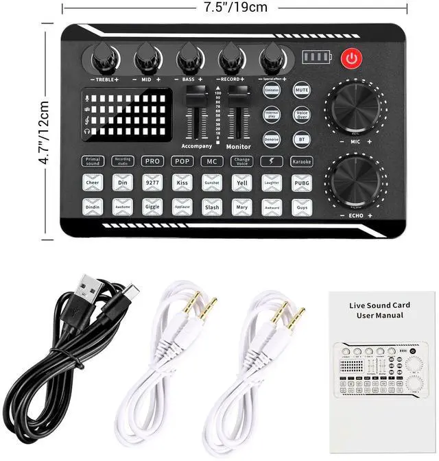 Alt view image 7 of 7 - _Mega Brand F998 Live Sound Card Audio Mixer, Podcast Audio Interface with DJ Mixer Effects, Voice Changer with Sound Effects for PS4 PS5 Karaoke Tiktok YouTube Live Streaming Record Gaming