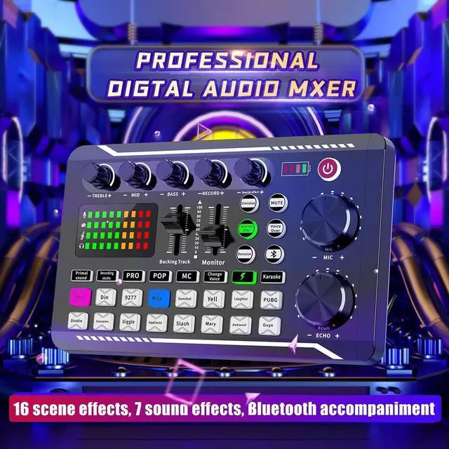 Alt view image 2 of 7 - _Mega Brand Professional Audio Mixer,_Mega Brand Live Sound Card and Audio Interface with DJ Mixer Effects and Voice Changer,Podcast Production Studio Equipment,Prefect for Streaming/Podcasting/Gaming