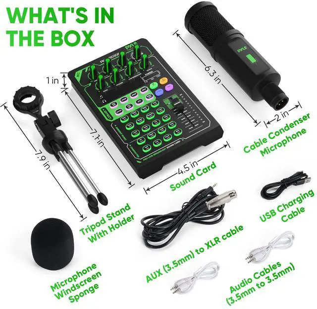 Alt view image 7 of 7 - _Mega Brand Portable Bluetooth Live Broadcast Sound Card Pro Audio Interface DJ mixer Condenser w/Microphone Set, for Streaming Podcasts Studio, Recording PC, Gaming, Phone, w/FX, Ambient Sounds