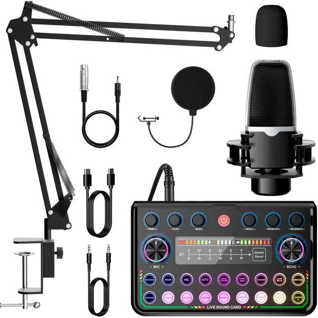 Main image of _Mega Brand Podcast Equipment Bundle,Audio Interface with Studio Condenser Microphone for Smartphone & PC,Plug-and-Play Live Sound Card,Perfect for Streaming, Singing, YouTube & Gaming