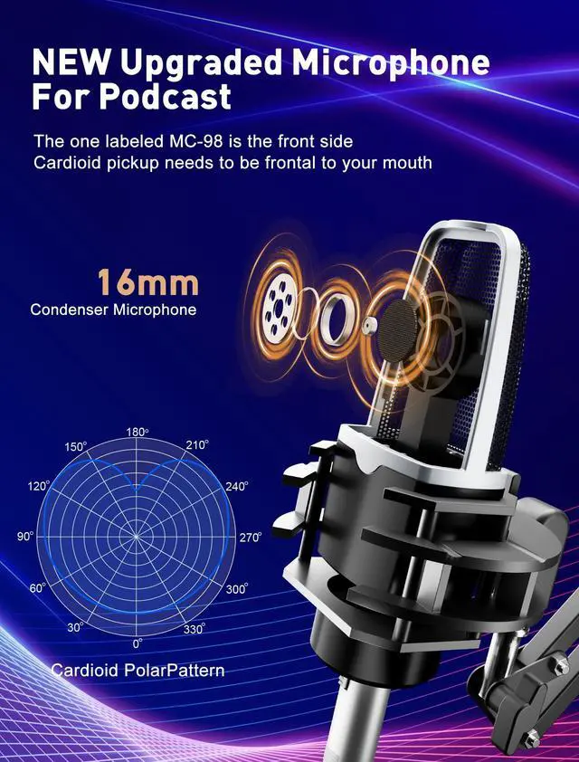 Alt view image 2 of 7 - _Mega Brand Podcast Equipment Bundle,Audio Interface with Studio Condenser Microphone for Smartphone & PC,Plug-and-Play Live Sound Card,Perfect for Streaming, Singing, YouTube & Gaming