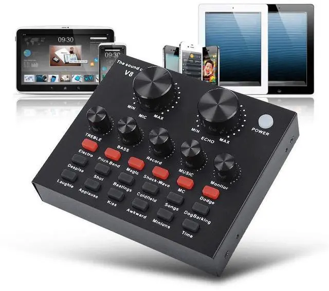 Main image of _Mega Brand V8 Karaoke Recording & Broadcast Audio Mixer - USB External Sound Card for Live KTV, Recording & Voice Chatting