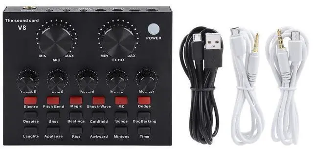 Alt view image 3 of 7 - _Mega Brand V8 Karaoke Recording & Broadcast Audio Mixer - USB External Sound Card for Live KTV, Recording & Voice Chatting
