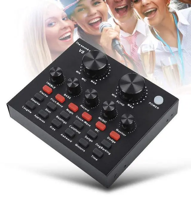 Alt view image 6 of 7 - _Mega Brand V8 Karaoke Recording & Broadcast Audio Mixer - USB External Sound Card for Live KTV, Recording & Voice Chatting