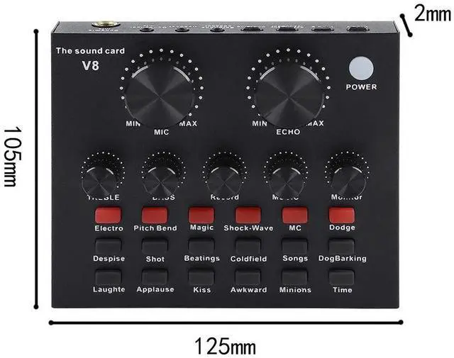 Alt view image 2 of 7 - _Mega Brand V8 Karaoke Recording & Broadcast Audio Mixer - USB External Sound Card for Live KTV, Recording & Voice Chatting
