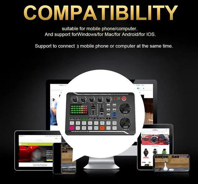 Alt view image 4 of 7 - _Mega Brand Live Sound Card, Mini Sound Mixer Board with 16 Effects and Voice Changer, Noise Reduction Bluetooth Live Sound Card Audio Mixer for Live Streaming, Podcast(Black,190 * 118 * 28mm)
