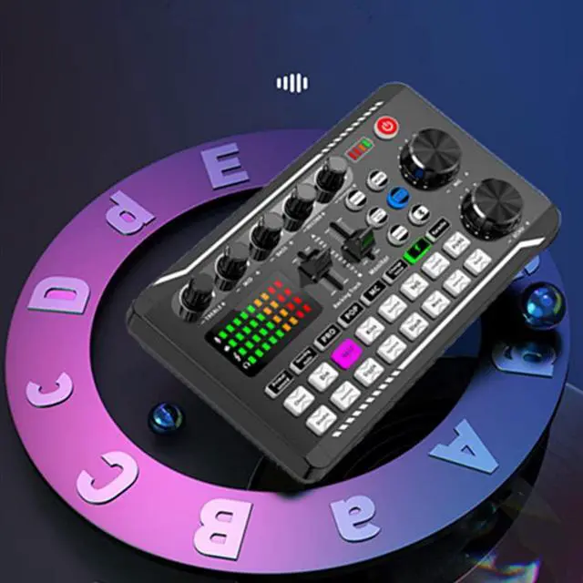 Alt view image 5 of 7 - _Mega Brand Live Sound Card, Mini Sound Mixer Board with 16 Effects and Voice Changer, Noise Reduction Bluetooth Live Sound Card Audio Mixer for Live Streaming, Podcast(Black,190 * 118 * 28mm)