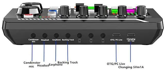Alt view image 7 of 7 - _Mega Brand Live Sound Card, Mini Sound Mixer Board with 16 Effects and Voice Changer, Noise Reduction Bluetooth Live Sound Card Audio Mixer for Live Streaming, Podcast(Black,190 * 118 * 28mm)