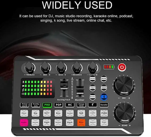 Alt view image 3 of 7 - _Mega Brand Live Sound Card, Mini Sound Mixer Board with 16 Effects and Voice Changer, Noise Reduction Bluetooth Live Sound Card Audio Mixer for Live Streaming, Podcast(Black,190 * 118 * 28mm)