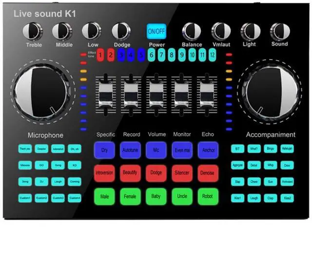 Main image of _Mega Brand Bluetooth Mini Sound Mixer Board Live Sound Card for Live Streaming Voice Changer Sound Card with Sound Effects, Audio Mixer for Music Recording Karaoke Singing Broadcast