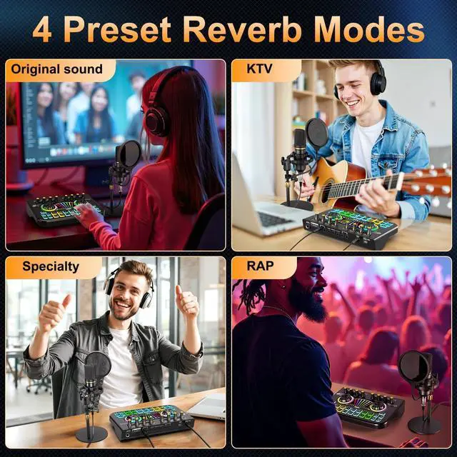 Alt view image 7 of 7 - _Mega Brand Podcast equipment bundle, with live sound card audio mixer,equipped with 3.5mm microphone, podcast microphone bundle for streaming content creation,recording,singing,and live broadcasting