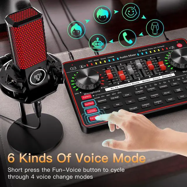 Alt view image 3 of 7 - _Mega Brand G3 Audio Mixer for Podcast Equipment BundleLive Sound Card for StreamingAudio Interface DJ Mixer Sound Card/Board Condenser Microphone for Tiktok Gaming Video Content Creator