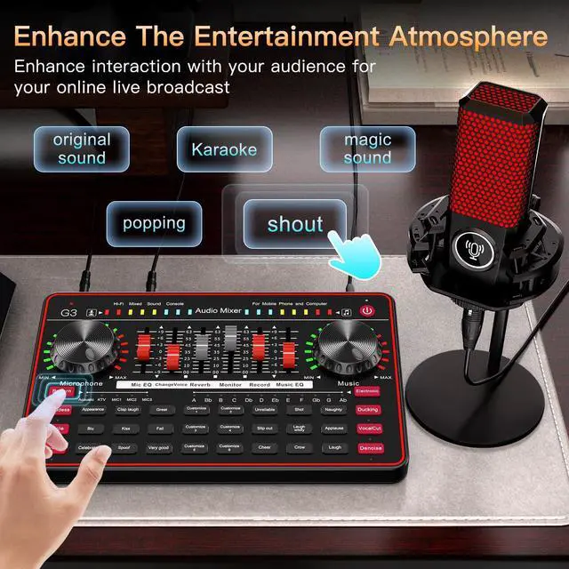 Alt view image 5 of 7 - _Mega Brand G3 Audio Mixer for Podcast Equipment BundleLive Sound Card for StreamingAudio Interface DJ Mixer Sound Card/Board Condenser Microphone for Tiktok Gaming Video Content Creator