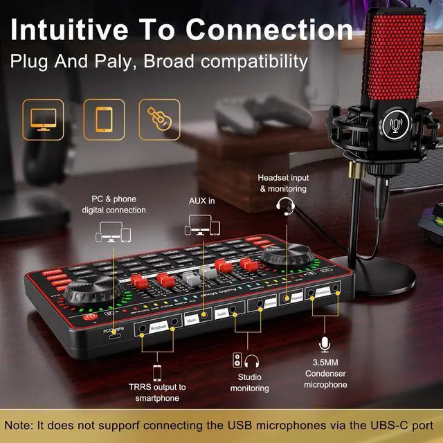 Alt view image 6 of 7 - _Mega Brand G3 Audio Mixer for Podcast Equipment BundleLive Sound Card for StreamingAudio Interface DJ Mixer Sound Card/Board Condenser Microphone for Tiktok Gaming Video Content Creator