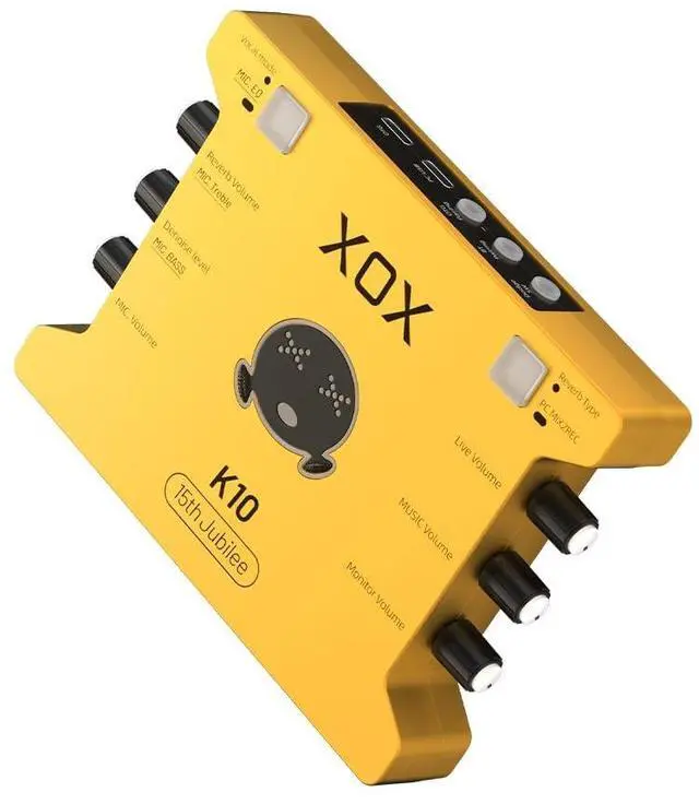Main image of _Mega Brand XOX K10 15TH live streaming audio interface for gaming recording bubbing teaching and k song. Stream sound card with 3.5/6.5 microphone,bluetooth and wireless OTG connect.