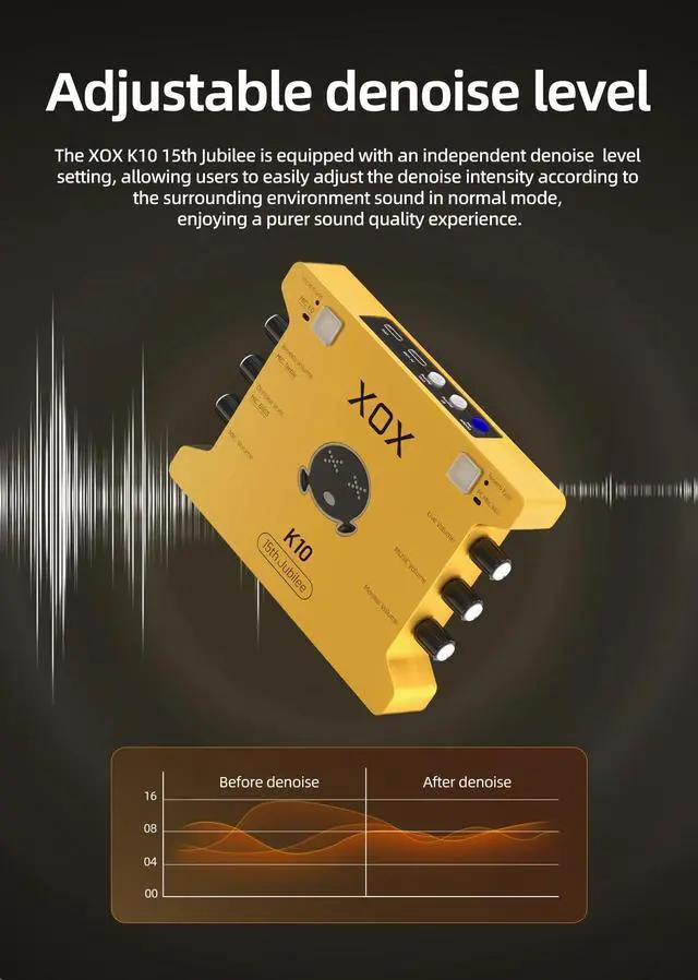 Alt view image 4 of 7 - _Mega Brand XOX K10 15TH live streaming audio interface for gaming recording bubbing teaching and k song. Stream sound card with 3.5/6.5 microphone,bluetooth and wireless OTG connect.