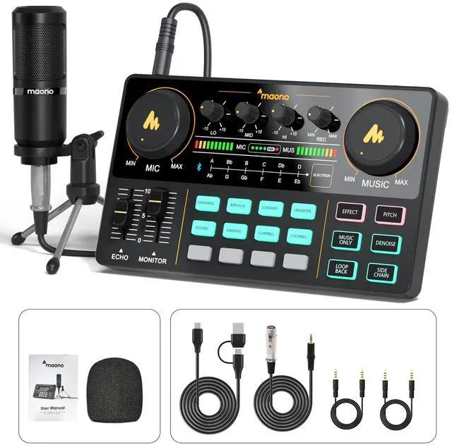 Main image of _Mega Brand Lite AU-AM200-S1 All-in-One Podcast Equipment Set with 3.5mm Microphone for Live Streaming, Podcast Recording, PC, Smartphone