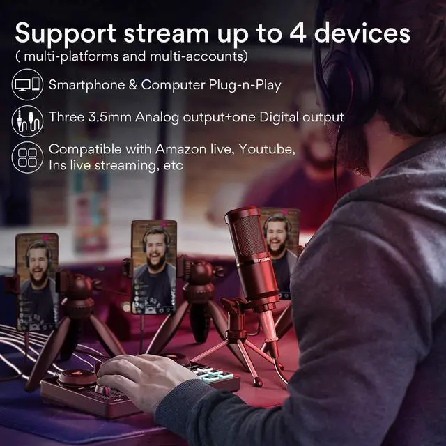 Alt view image 6 of 7 - _Mega Brand Lite AU-AM200-S1 All-in-One Podcast Equipment Set with 3.5mm Microphone for Live Streaming, Podcast Recording, PC, Smartphone