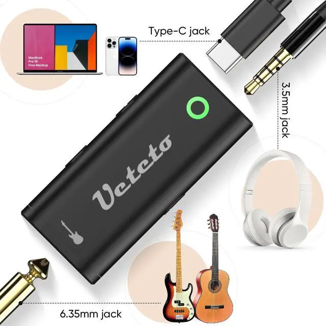 Alt view image 2 of 6 - _Mega Brand Audio Interface for Guitar, Portable Internal Recording Sound Card for Live Streaming for Iphone, Ipad and Android smartphones and tablets, No Driver Needed