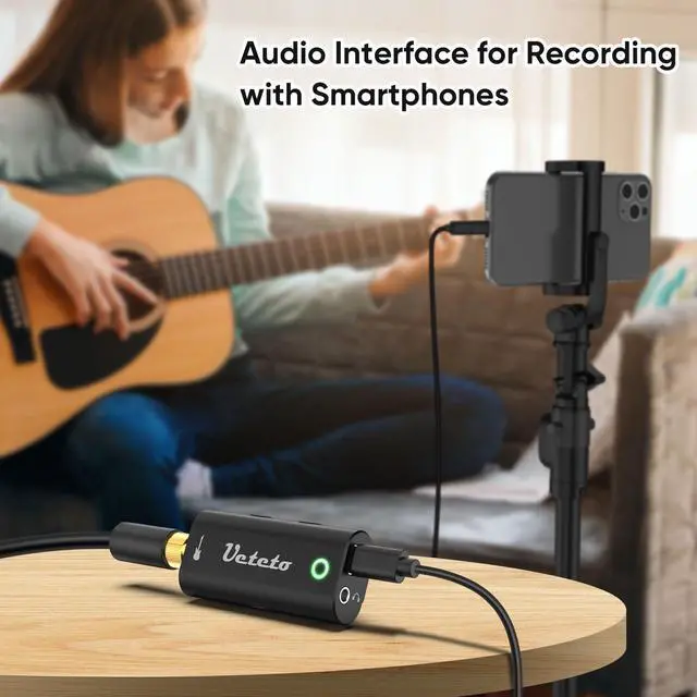 Alt view image 5 of 6 - _Mega Brand Audio Interface for Guitar, Portable Internal Recording Sound Card for Live Streaming for Iphone, Ipad and Android smartphones and tablets, No Driver Needed