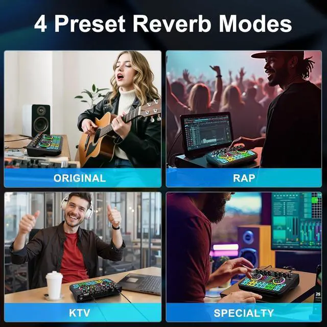Alt view image 2 of 7 - _Mega Brand Gaming Audio Mixer Sound Board Mixer USB Audio Interface Voice Changer,All-in-One Podcast Live Sound Card for Streaming w Soundboard Customizable Soundpads