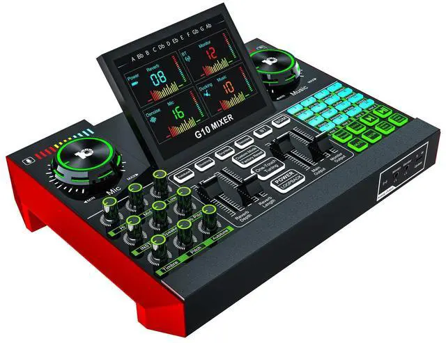 Main image of _Mega Brand G10 DJ Audio Mixer,Podcast Equipment Live Sound Card for Streaming,Audio Interface DJ Mixer Sound Card/DJ Board Condenser Microphone for Tiktok Gaming Video Content Creator Kit.