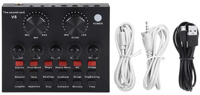 Main image of V8 Sound Card, Audio Audio Sound Card, Adapter Live Broadcast Ktv Sound Card for Double Cell Phone for Live Ktv Voice Chat, External Sound Card for Phone Computer(Color:Black), 22358870