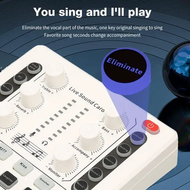 Alt view image 6 of 7 - _Mega Brand Live Sound Card, Mini Sound Mixer Board for Live Streaming, Podcast Microphone Sound Card with Multiple Sound Effects, Voice Changer Sound Card for Podcasting Gaming Recording