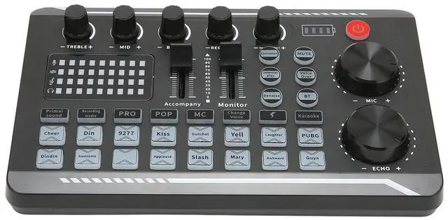 Main image of _Mega Brand Sound Mixer Board, Voice Changer Sound Card with Multiple Sound Effects, Live Sound Card for Live Streaming, Audio Mixer for Music Recording Karaoke Singing Broadcast