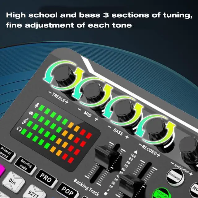 Alt view image 4 of 7 - _Mega Brand Sound Mixer Board, Voice Changer Sound Card with Multiple Sound Effects, Live Sound Card for Live Streaming, Audio Mixer for Music Recording Karaoke Singing Broadcast
