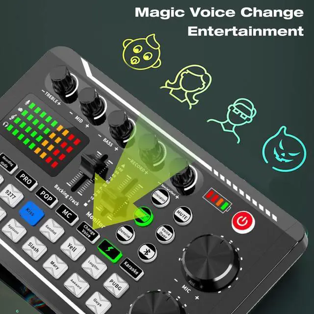 Alt view image 5 of 7 - _Mega Brand Sound Mixer Board, Voice Changer Sound Card with Multiple Sound Effects, Live Sound Card for Live Streaming, Audio Mixer for Music Recording Karaoke Singing Broadcast